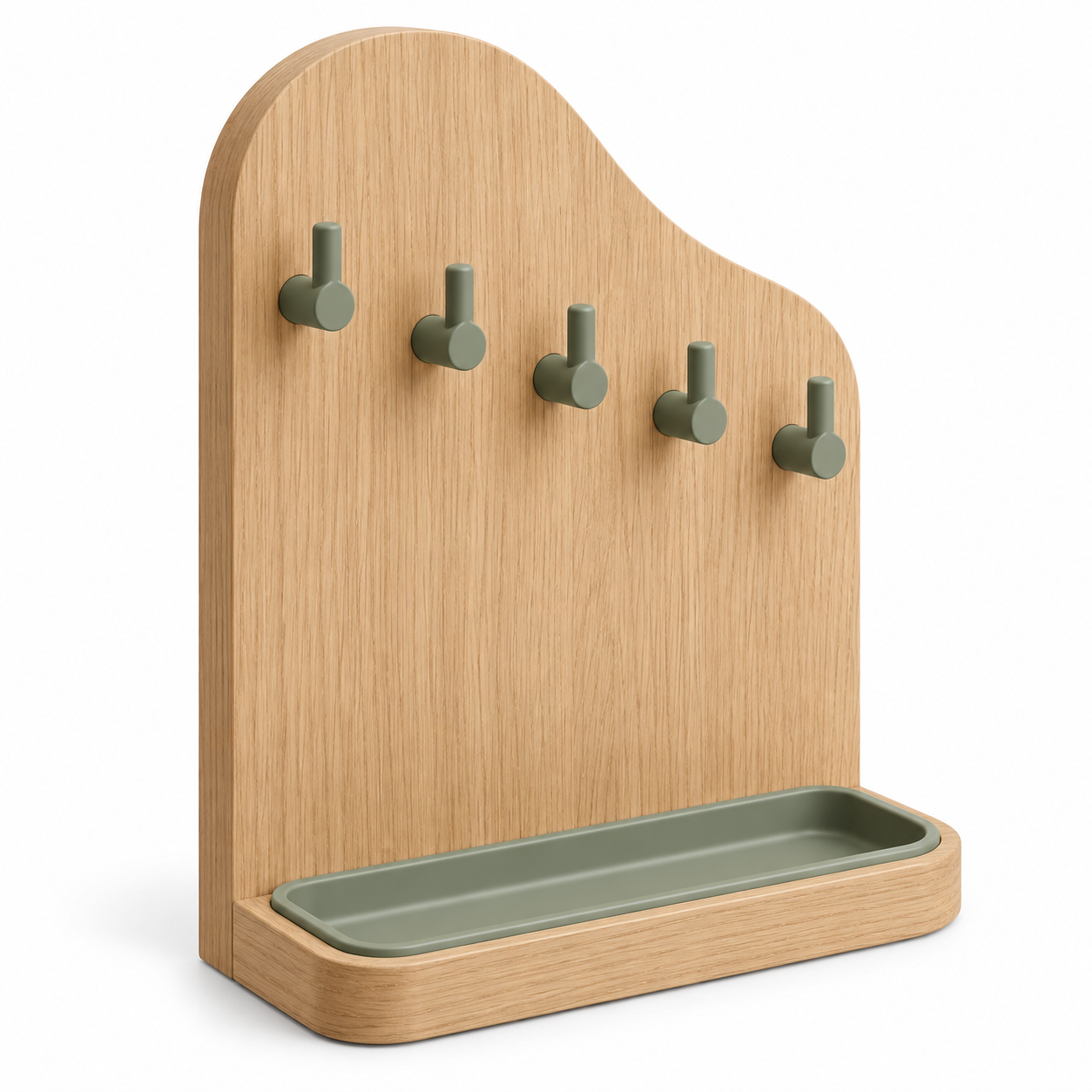 Oak Key Holder with Catchall Tray