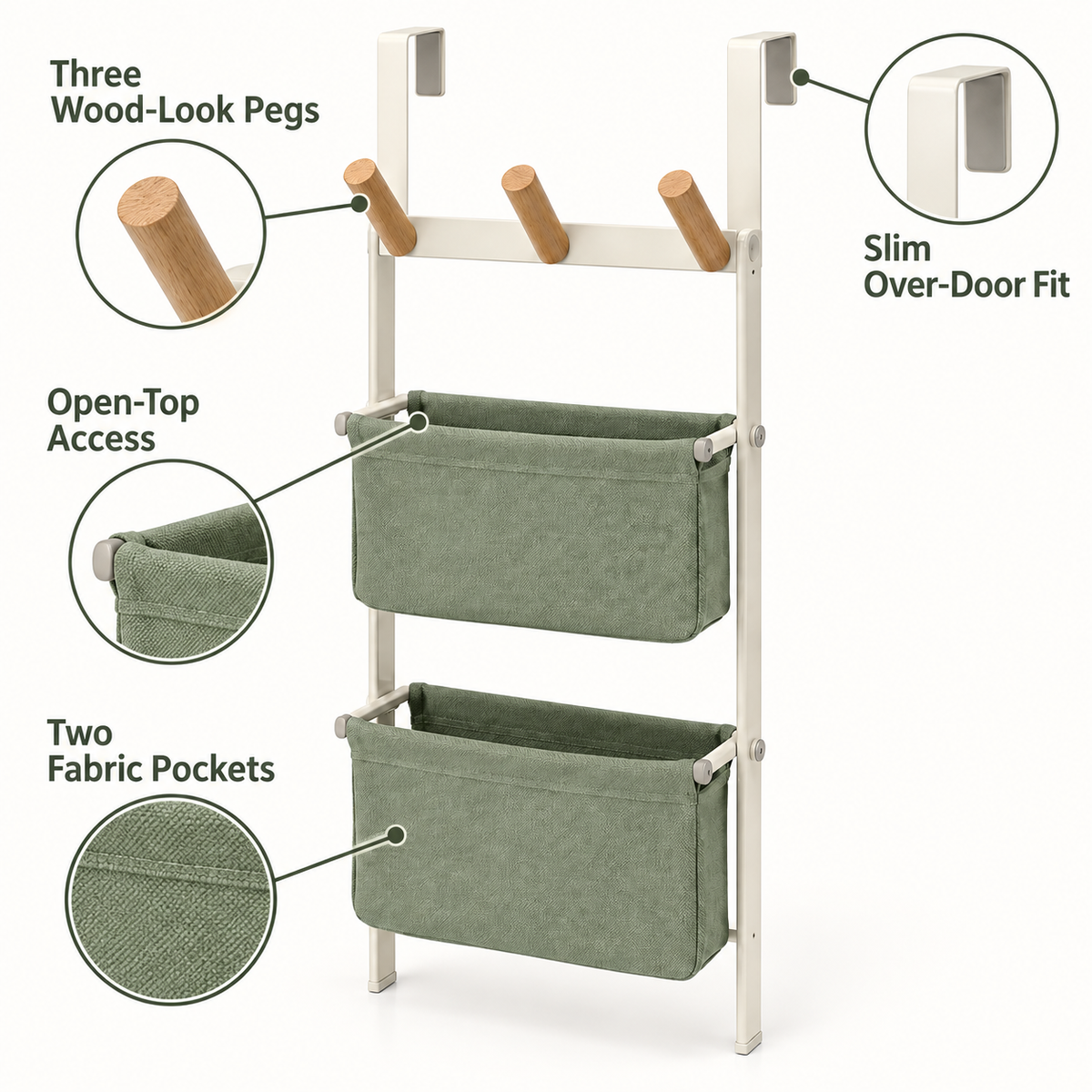 Over Door Organizer with Fabric Pockets