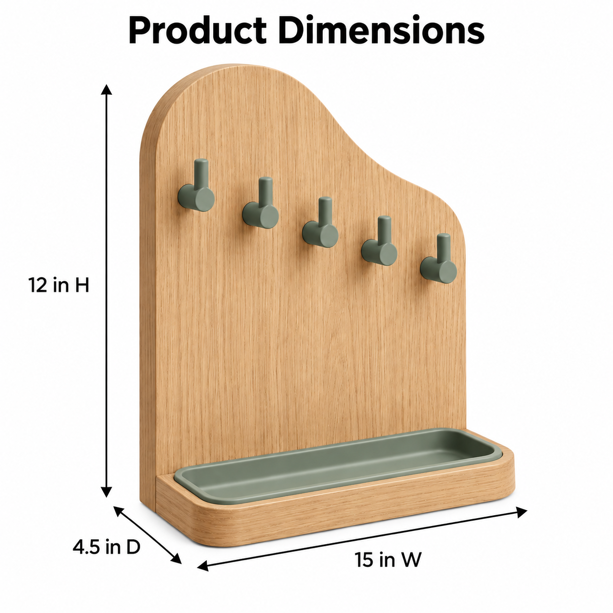 Oak Key Holder with Catchall Tray